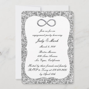 Invitación Fiesta de compromiso Silver Glitter Silver Infinit