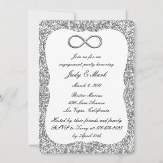 Invitación Fiesta de compromiso Silver Glitter Silver Infinit