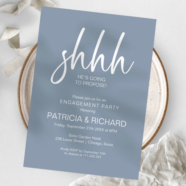 Invitación Fiesta de compromiso sorpresa con caligrafía chic (Subido por el creador)