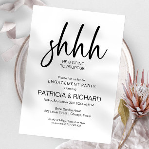 Invitación Fiesta de compromiso sorpresa con caligrafía chic