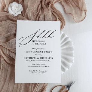 Invitación Fiesta de compromiso sorpresa con caligrafía elega
