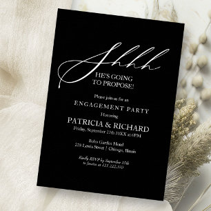 Invitación Fiesta de compromiso sorpresa con caligrafía elega
