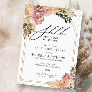 Invitación Fiesta de Compromiso Sorpresa Floral Chic Boho