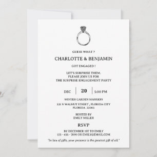 Invitación Fiesta de Compromiso Sorpresa Minimalista