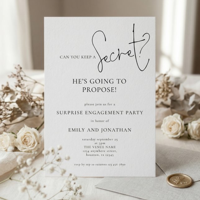 Invitación Fiesta de compromiso sorpresa secreta moderna (Subido por el creador)