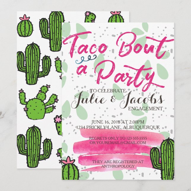 Invitación Fiesta de Compromiso Taco Bout (Anverso / Reverso)