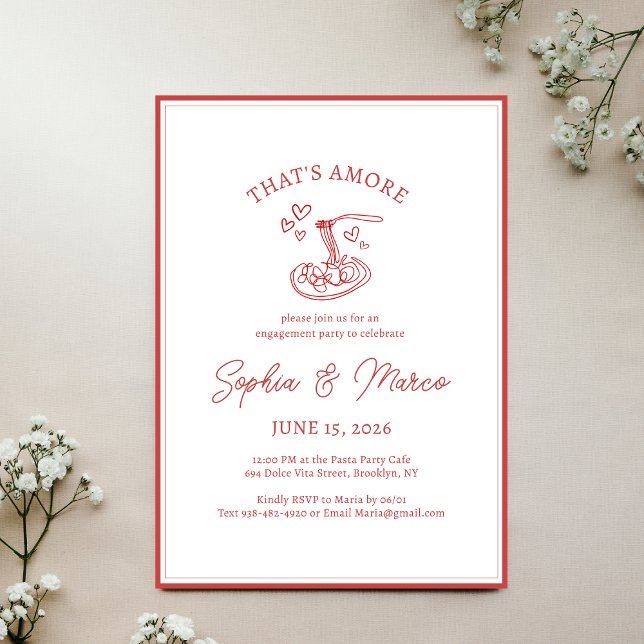 Invitación Fiesta de compromiso That's Amore Pasta Italiana R (Subido por el creador)