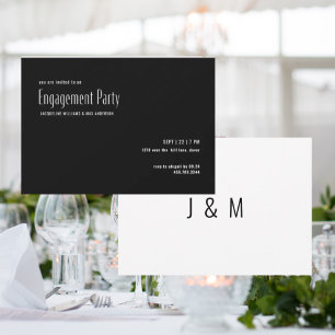 Invitación Fiesta de compromiso ultra moderna B/N