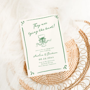 Invitación Fiesta de compromiso verde caprichosa a mano