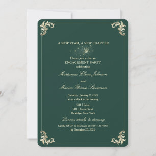 Invitación Fiesta de Compromiso Verde Esmeralda