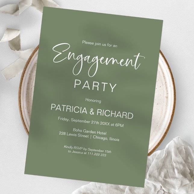 Invitación Fiesta de compromiso verde menta elegante (Subido por el creador)