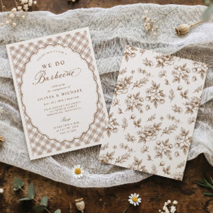 Invitación Fiesta de compromiso Vintage Brown We Do BBQ Barbe