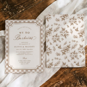 Invitación Fiesta de compromiso Vintage Floral Brown We Do BB