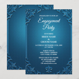 Invitación Fiesta de compromiso vintage geométrico turquesa