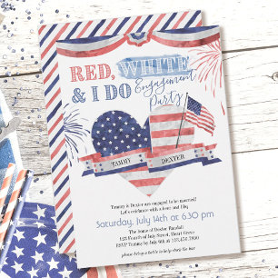 Invitación Fiesta de Compromiso Vintage Rojo Blanco y Me Caso
