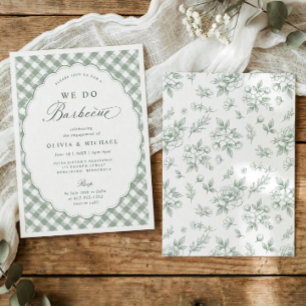 Invitación Fiesta de compromiso Vintage Sage Green We Do BBQ