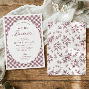 Invitación Fiesta de compromiso Vintage We Do BBQ Burgundy Re
