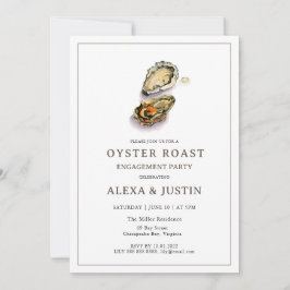 Invitación Fiesta de compromiso Watercolor Oyster Roast