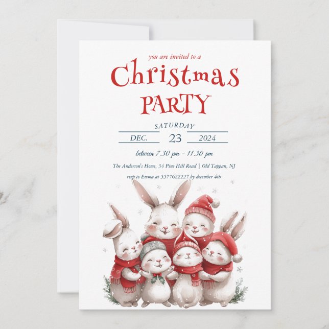 Invitación Fiesta de Conejos y Navidades de Invierno (Anverso)