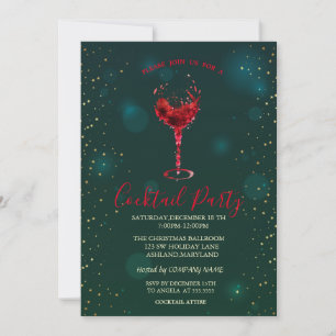 Invitación Fiesta de Confetti Cocktail Glass Stars Navidades