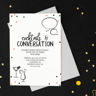 Invitación Fiesta de Confetti Cocktails y Conversación House