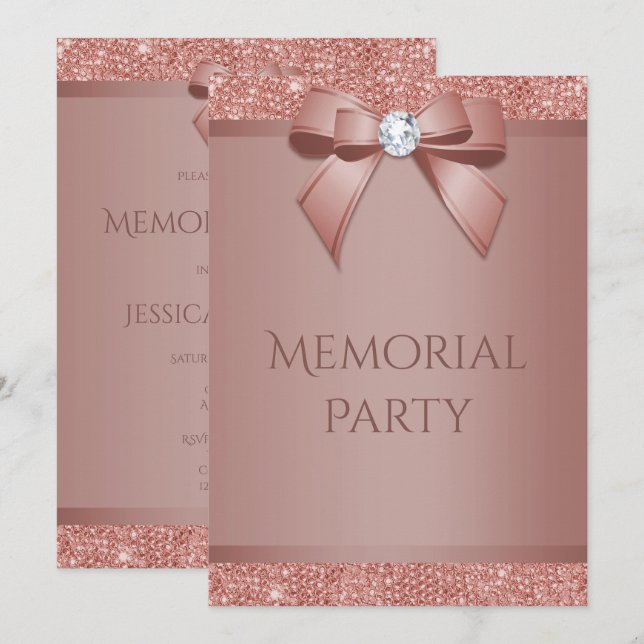 Invitación Fiesta de conmemoración con arco de oro rosa brill (Anverso / Reverso)