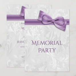 Invitación Fiesta de conmemoración damasco y lazo falso púrpu
