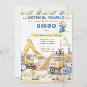 Invitación Fiesta de Construcción Editable 3 Años