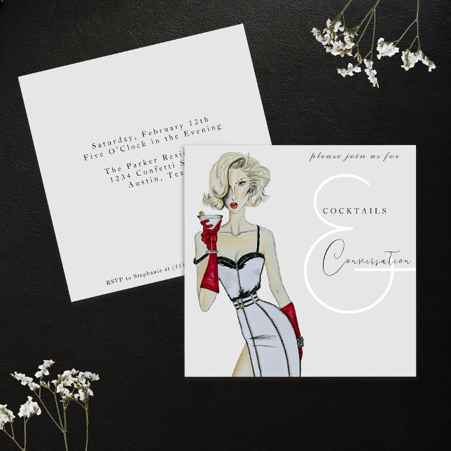 Invitación Fiesta de Conversaciones y Cócteles Vintage modern (Subido por el creador)