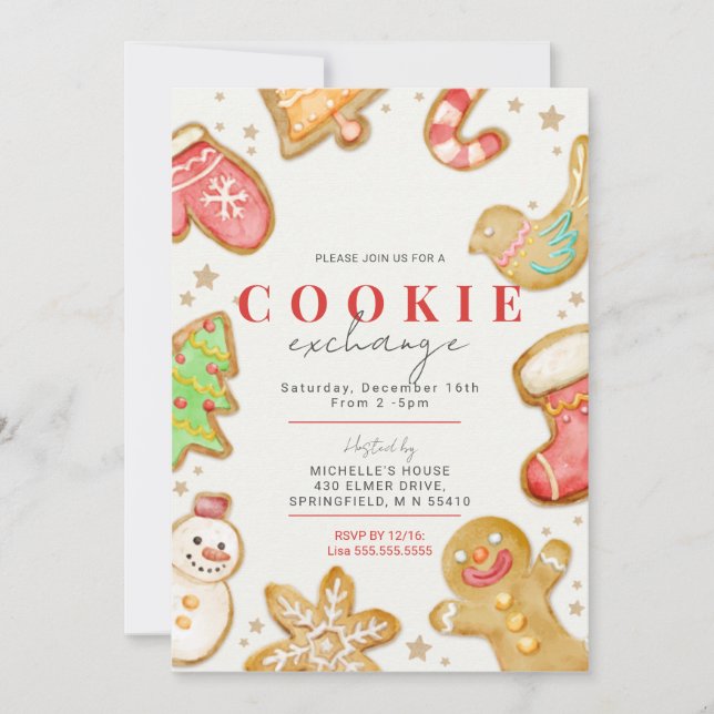 Invitación Fiesta de Cookie Exchange (Anverso)
