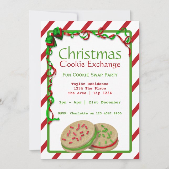 Invitación Fiesta de Cookie Exchange de navidades (Anverso)