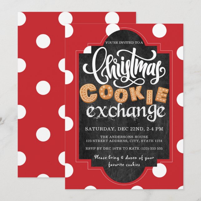 Invitación Fiesta de Cookie Exchange de navidades (Anverso / Reverso)