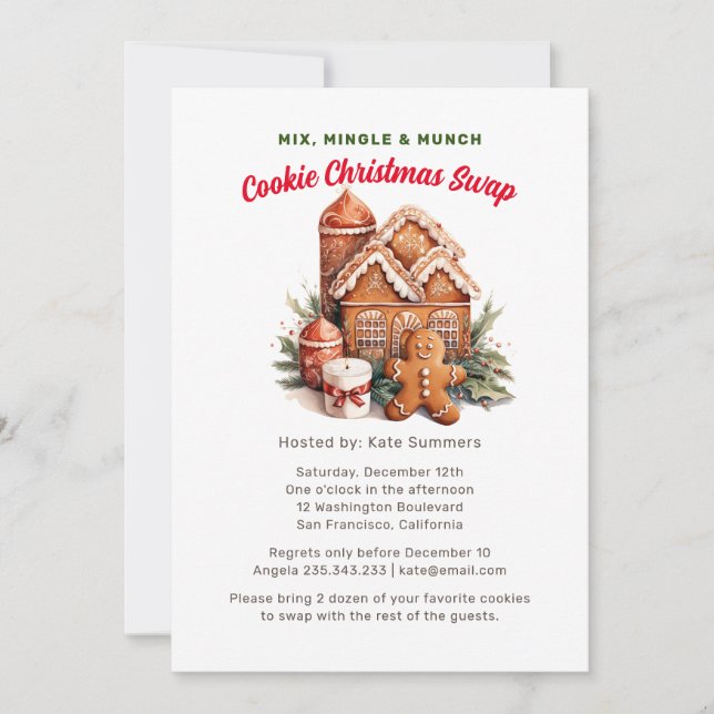 Invitación Fiesta de Cookie Exchange de navidades (Anverso)