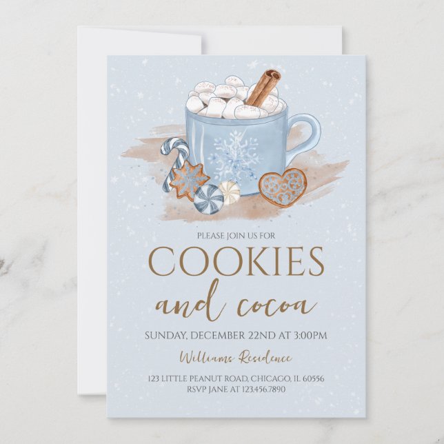 Invitación Fiesta de Cookies y Cocoa (Anverso)