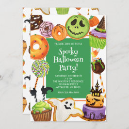 Invitación Fiesta de cookies y dulces de Halloween de acuarel