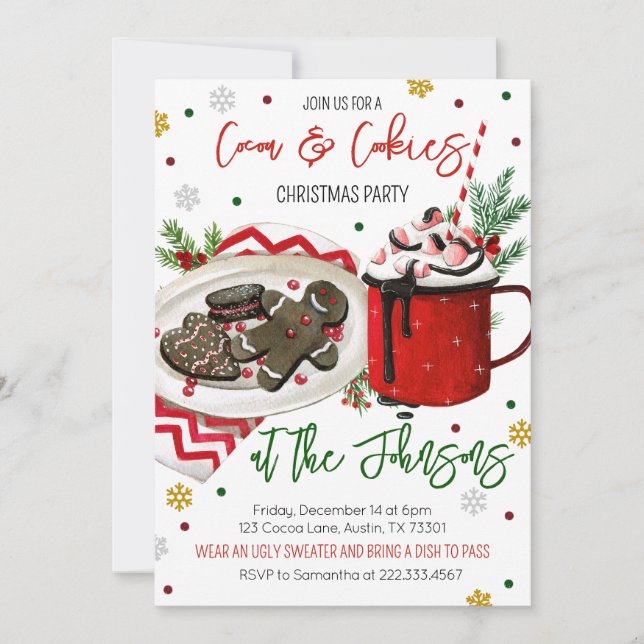Invitación Fiesta de Cookies y Navidades de cacao (Anverso)