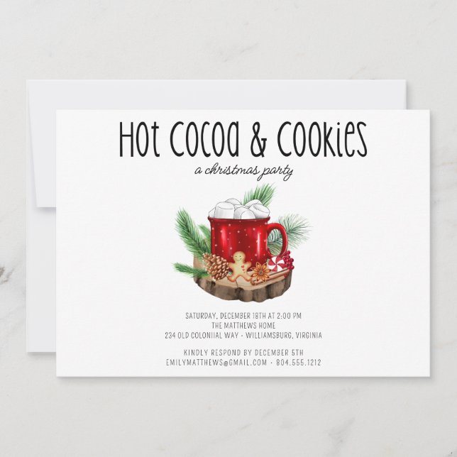 Invitación Fiesta de Cookies y Navidades Rústicos del Cacao (Anverso)