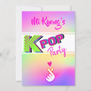 Invitación Fiesta de corazón de mano de K-pop coreano en arco