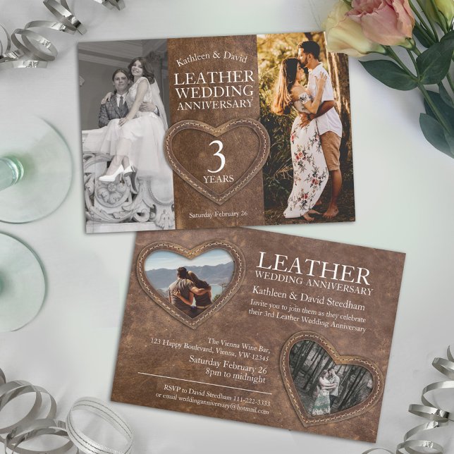 Invitación Fiesta de corazón del tercer aniversario del boda  (Subido por el creador)