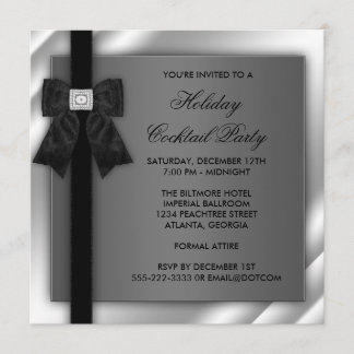 Invitación Fiesta de corbata negra de plata negra Corbata neg