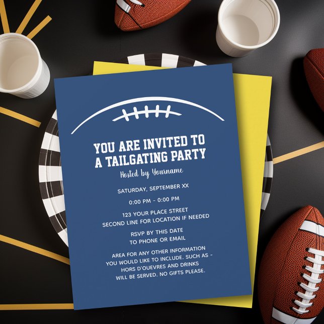 Invitación Fiesta de corredera de fútbol - amarillo azul (Tailgating Party Invitation)