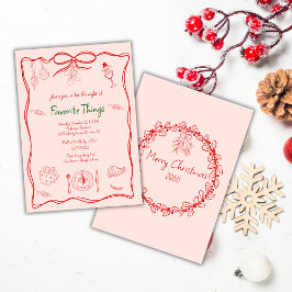 Invitación Fiesta de Cosas Favoritas de Dibujo a Mano Navidad