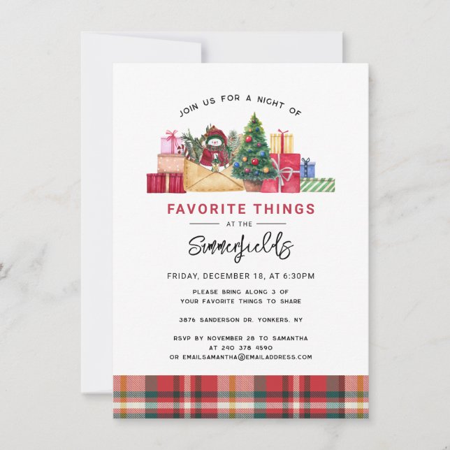 Invitación Fiesta de cosas favoritas de los Navidades invitad (Anverso)