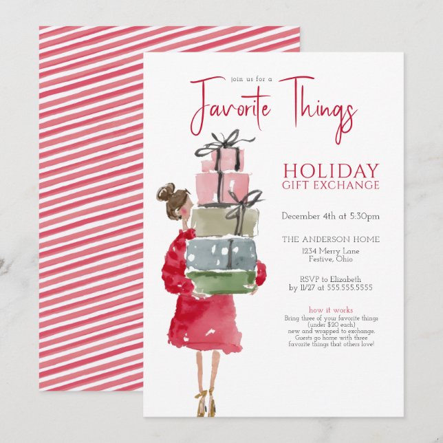 Invitación Fiesta de Cosas Favoritas de Vacaciones (Anverso / Reverso)