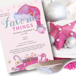 Invitación Fiesta de Cosas Favoritas de Vacaciones Regalo Ros