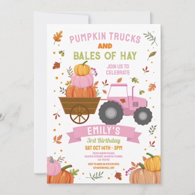 Invitación Fiesta de cosecha de cumpleaños de calabaza para t (Anverso)