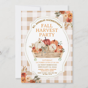 Invitación Fiesta de cosecha de otoño con flores de calabaza 
