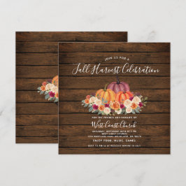 Invitación Fiesta de cosecha de otoño de calabaza de madera C