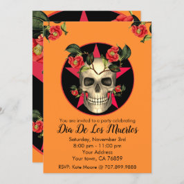 Invitación Fiesta de cráneo de Dia De Los Muertos