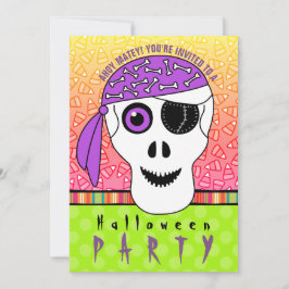 Invitación Fiesta de Cráneo Pirata de Halloween